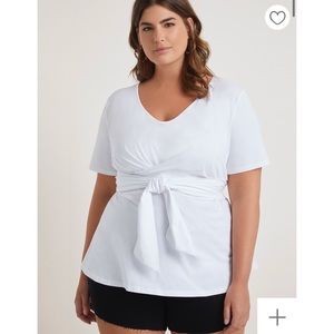 Eloquii Short Sleeve Tie Waist Top